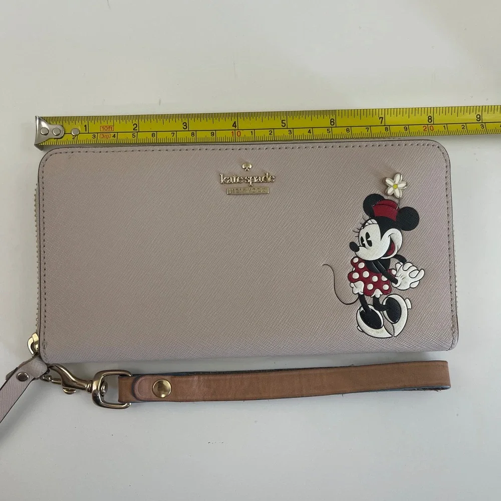 Kate Spade Disney Minnie Mouse Wristlet Wallet Lacey Continental Leather Zip